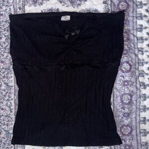 Miss adrisa Black Strapless Ribbed Knit Tube Top gothic